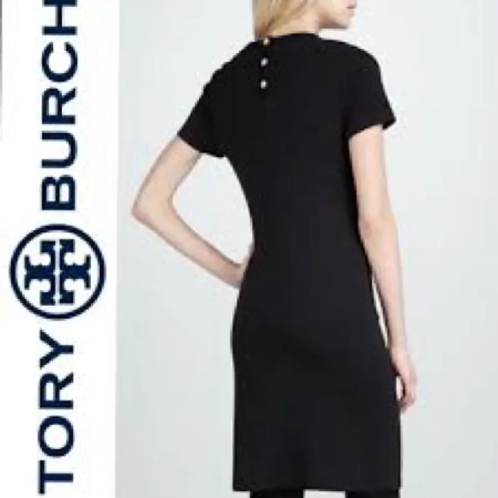 Tory Burch Anthea Black Wool Blend Short Sleeve Knit Dress. Size XS.